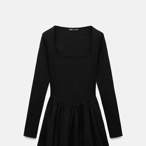 Zara Black Long Sleeve Balloon Dress